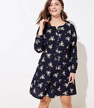 Loft Plus Floral Flare Shirtdress