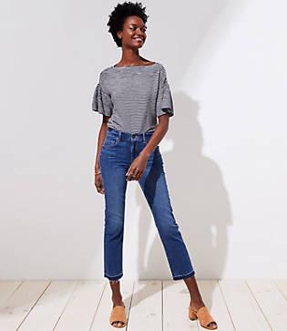 Loft The Crop Jeans In Dark Stonewash