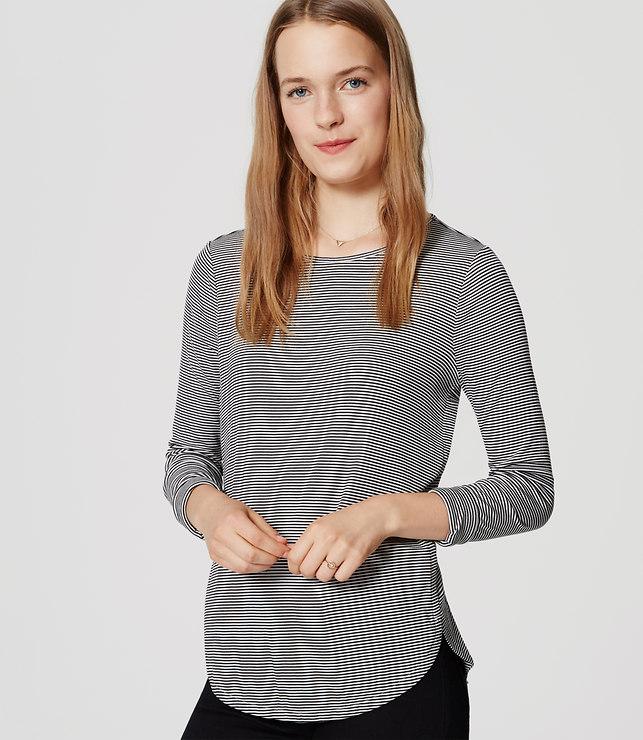 Loft Stripe Seamed Shirttail Tee