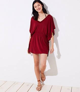 Loft Beach Tasseled Tie Back Caftan Dress