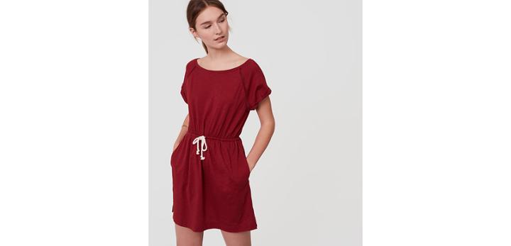 Loft Beach Cutout Drawstring Tee Dress