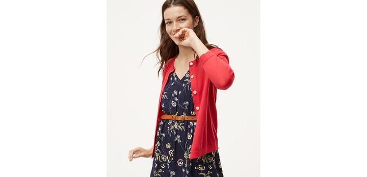Loft 3/4 Sleeve Signature Cotton Cardigan