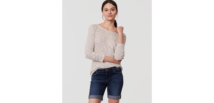 Loft Denim Bermuda Shorts In Rich Dark Indigo Wash