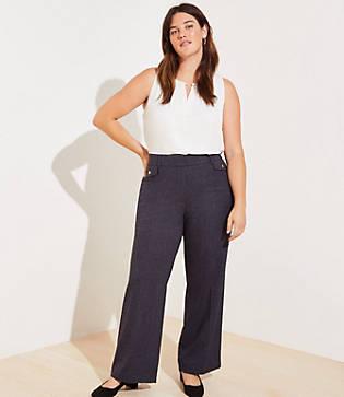 Loft Plus Houndstooth High Waist Wide Leg Trousers