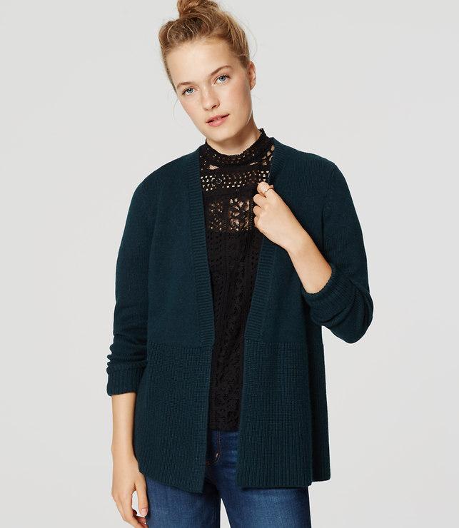 Loft Wide Ribbed Open Cardigan
