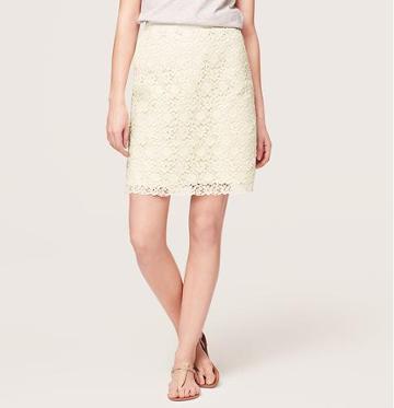 LOFT Petite Lace Skirt, Winter White