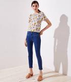 Loft Modern Braided Waist Skinny Jeans In Pure Mid Indigo Wash