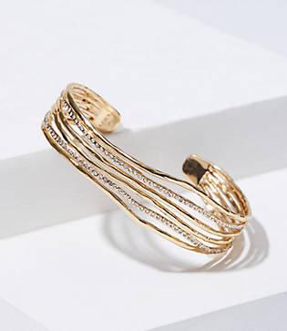 Loft Hammered Crystal Strand Cuff Bracelet