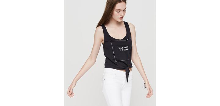Loft Sundry Weekends Je T'aime Tie Tank