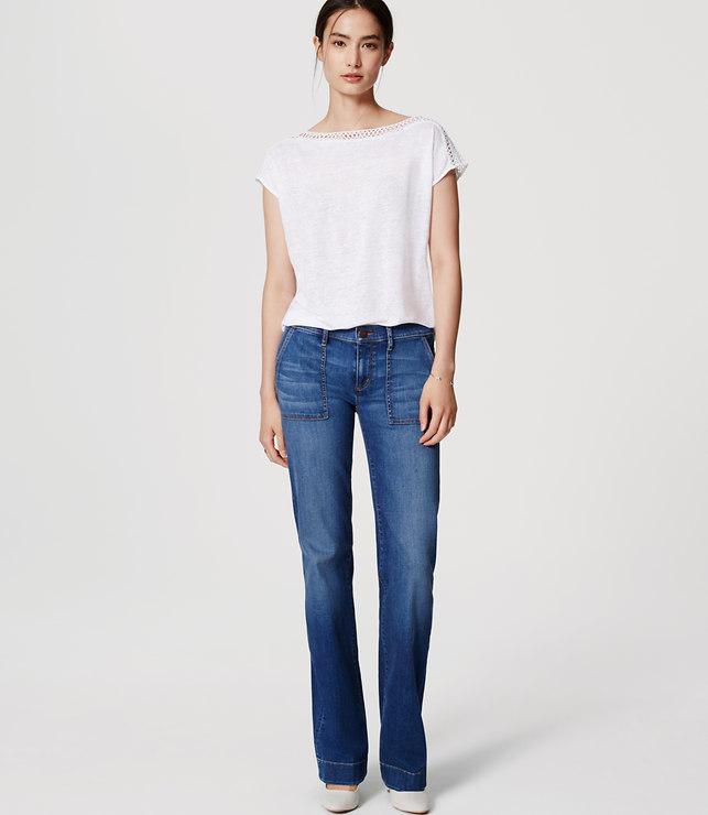 Loft Wide Leg Trouser Jeans In Bright Indigo Wash