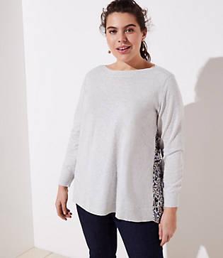 Loft Plus Floral Mixed Media Sweater