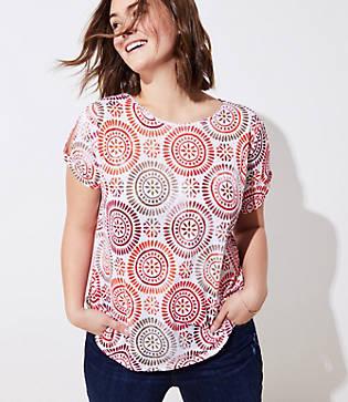 Loft Plus Medallion Linen Twist Sleeve Tee