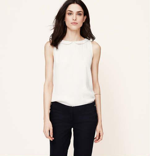 LOFT Peter Pan Collar Shell, Whisper White