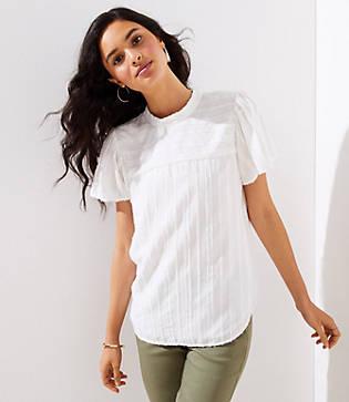 Loft Striped Mock Neck Top