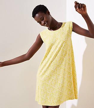 Loft Flower Cap Sleeve Swing Dress