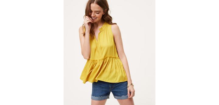 Loft Shirred Peplum Shell