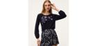 Loft Floral Embroidered Puff Cuff Sweater