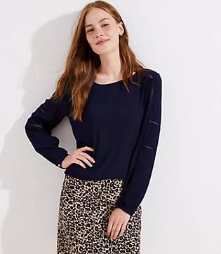 Loft Cutout Mixed Media Top