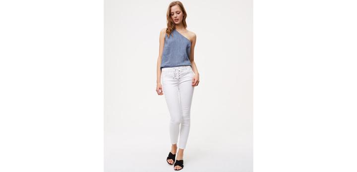 Loft Modern Lace Up Skinny Jeans In White