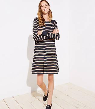 Loft Striped Swing Sweater Dress
