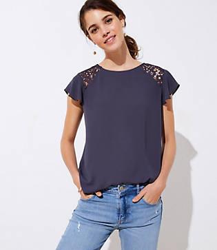 Loft Lacy Tie Back Top