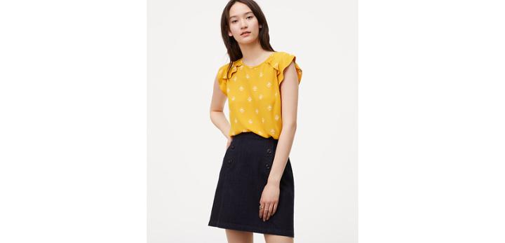 Loft Flutter Shoulder Shell - Folk Floral