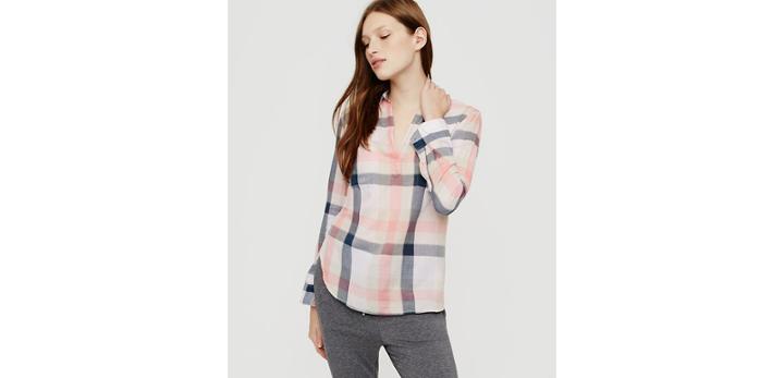 Loft Lou & Grey Plaid Pocket Pop-on Tunic