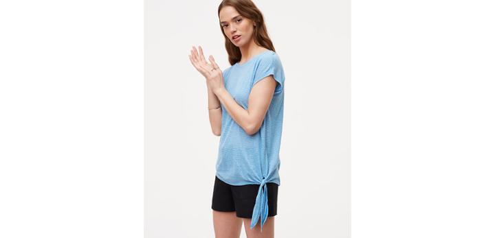 Loft Striped Side Tie Tee