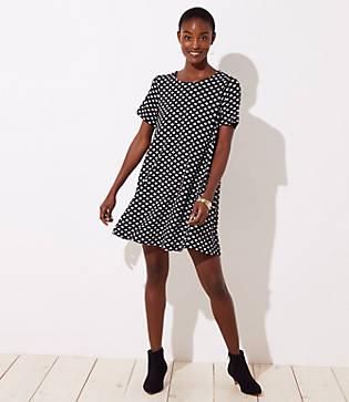 Loft Leafed Short Sleeve Swing Dress