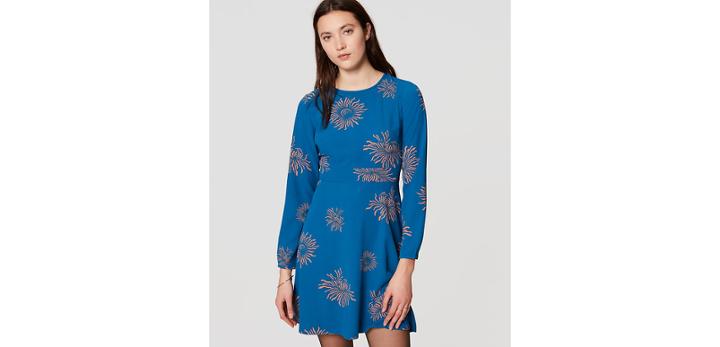 Loft Iced Floral Flare Dress