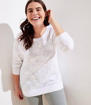 Loft Plus Floral Jacquard Sweater