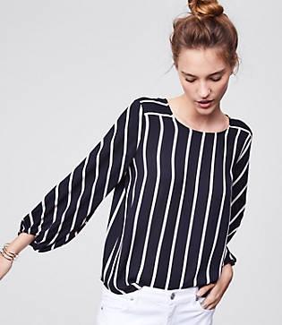 Loft Mixed Stripe Fluid Blouse