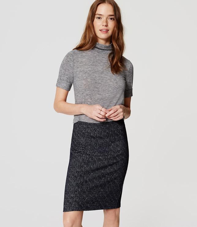 Loft Speckled Knit Pull On Pencil Skirt