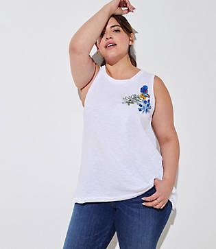 Loft Plus Hummingbird Embroidered Tank