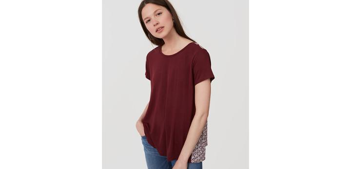 Loft Magnolia Mixed Media Swing Tee