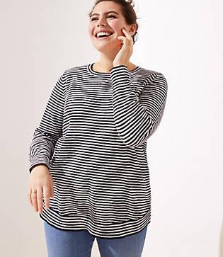 Loft Plus Striped Shirttail Sweater