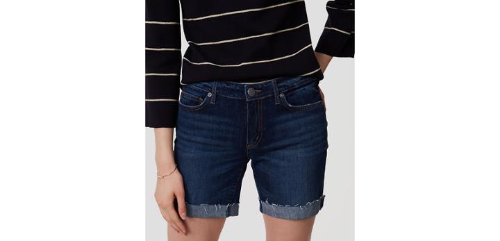 Loft Curvy Denim Bermuda Shorts In Rich Dark Indigo Wash