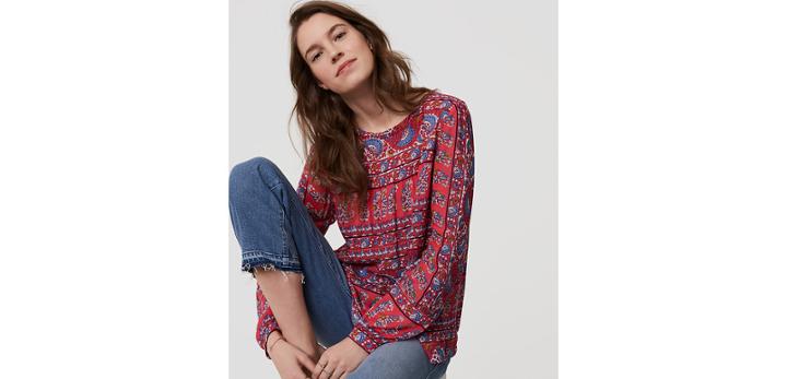 Loft Fan Floral Blouse