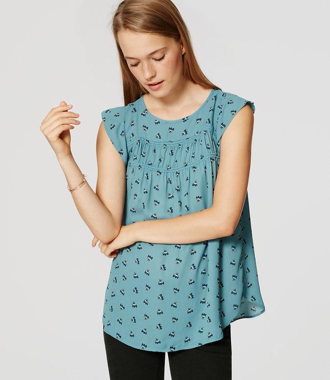 Loft Floral Smocked Flutter Top