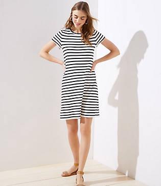 Loft Striped Twist Back Keyhole Dress