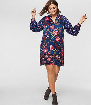 Loft Plus Wildflower Satin Shift Dress