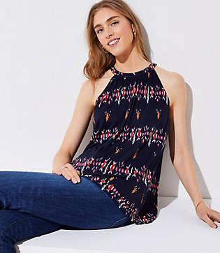 Loft Ikat Shirred Halter Top