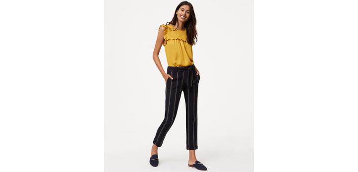 Loft Striped Tie Waist Pants
