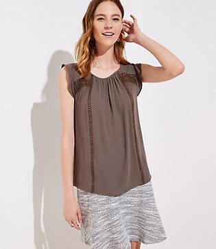 Loft Dot Lace Flutter Shell