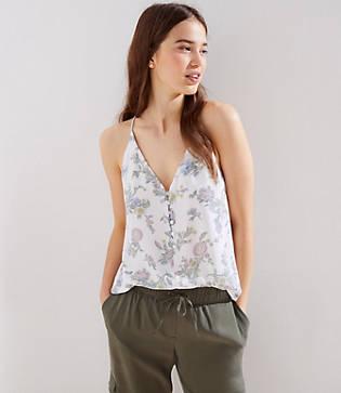 Loft Floral Button Strappy Cami
