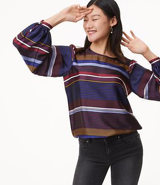 Loft Mixed Stripe Charmeuse Blouse