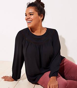 Loft Plus Mixed Media Ladder Stitch Top