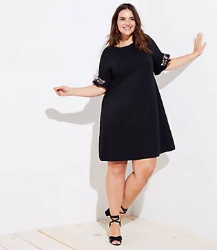 Loft Plus Floral Embroidered Flutter Swing Dress