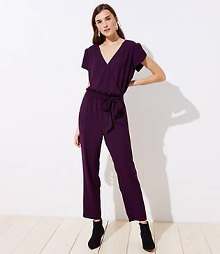 Loft Petal Sleeve Tie Waist Jumpsuit