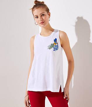 Loft Hummingbird Embroidered Tank